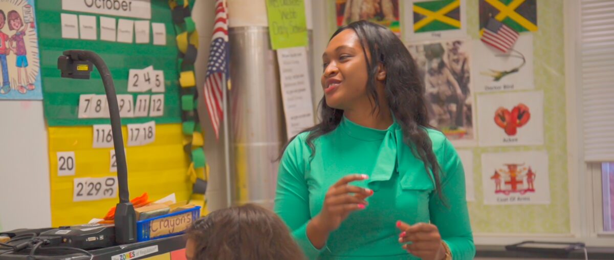 An international educator teaching global issues to elementary students