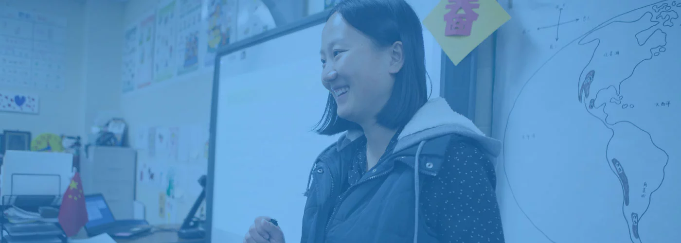 A dual language immersion instructor teaching Mandarin Chinese to middle school students