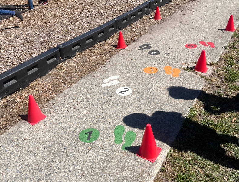 Painted peace path on the playground at Belvoir Elementary School used to help students work through disagreements and resolve conflicts.