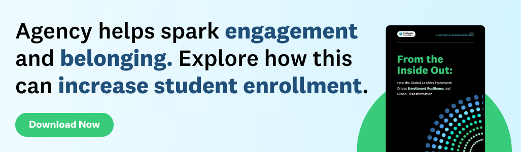 Agency helps spark engagement and belonging. Explore how this can increase student enrollment. Download Our White Paper.